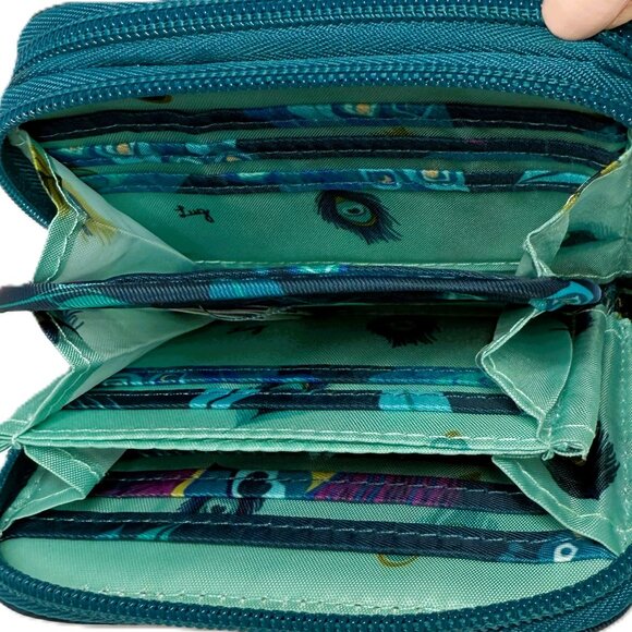 Lugs Splits Lilly Teal RFID Protected Zip Wallet - Picture 6 of 12